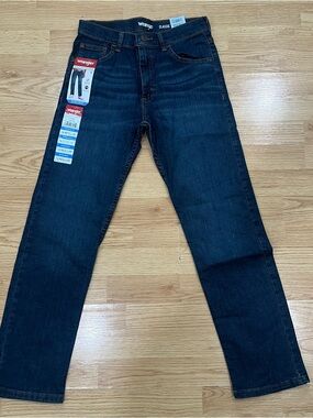Wrangler Straight Fit Flex Denim Jeans Boys Sz 14 Regular Dark Stretch New